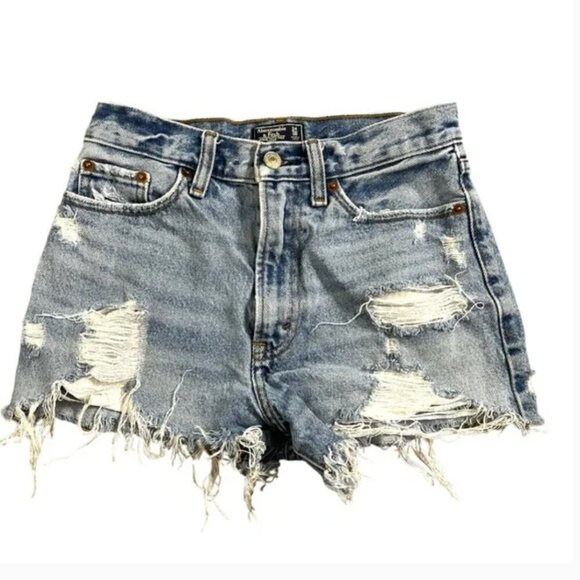 Abercrombie Annie High Rise Denim Shorts 00 24 - Picture 1 of 3
